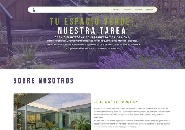 Captura del sitio de Pura Vida